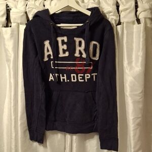 Aeropostale Navy Hooded Sweatshirt Small